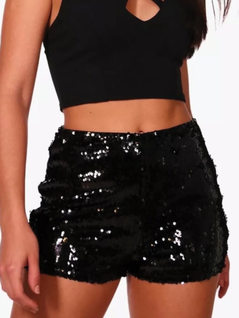 VENUS black sequin shorts | Large